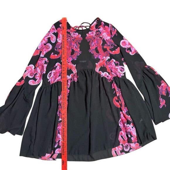 FREE PEOPLE Intimately Symphony Swing Mini Dress Black Women’s Size XS Textured - Picture 10 of 11